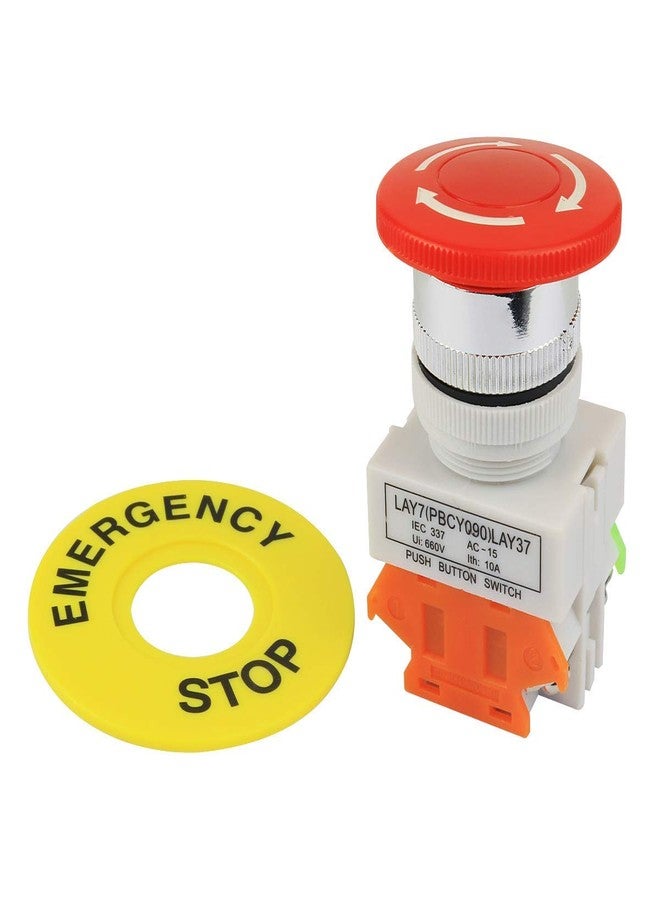 POWER 2PCS Red Mushroom Cap 1NO 1NC DPST Emergency Stop Push Button Switch AC 660V 10A - Image 4